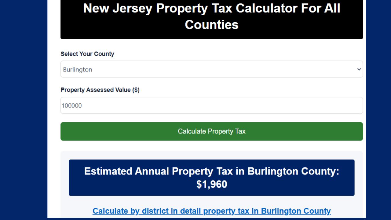 New Jersey All Counties Free Property Tax Calculator