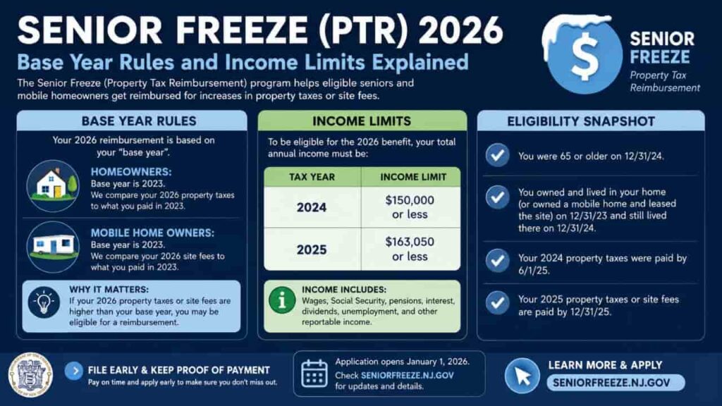 Senior Freeze (PTR) 2026, Base Year Rules and Income Limits Explained